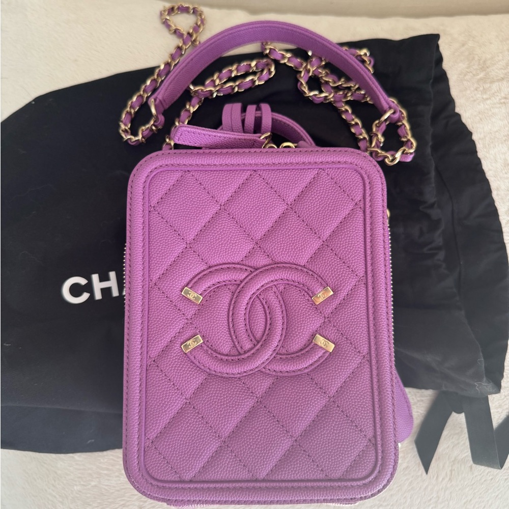 Chanel Purple Caviar Leather Crossbody Bag